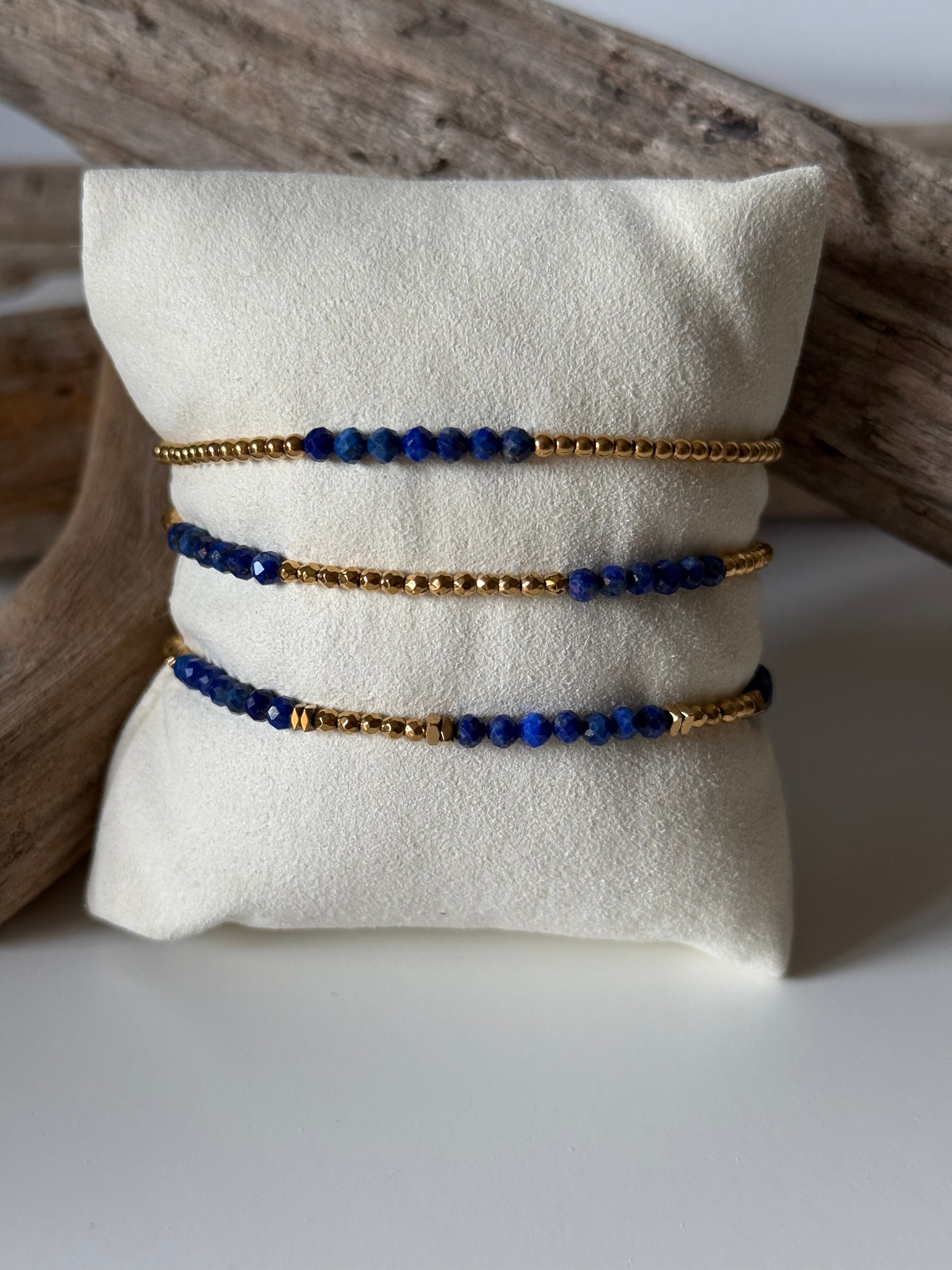 Bracelet Flo doré Lapis d’Afghanistan