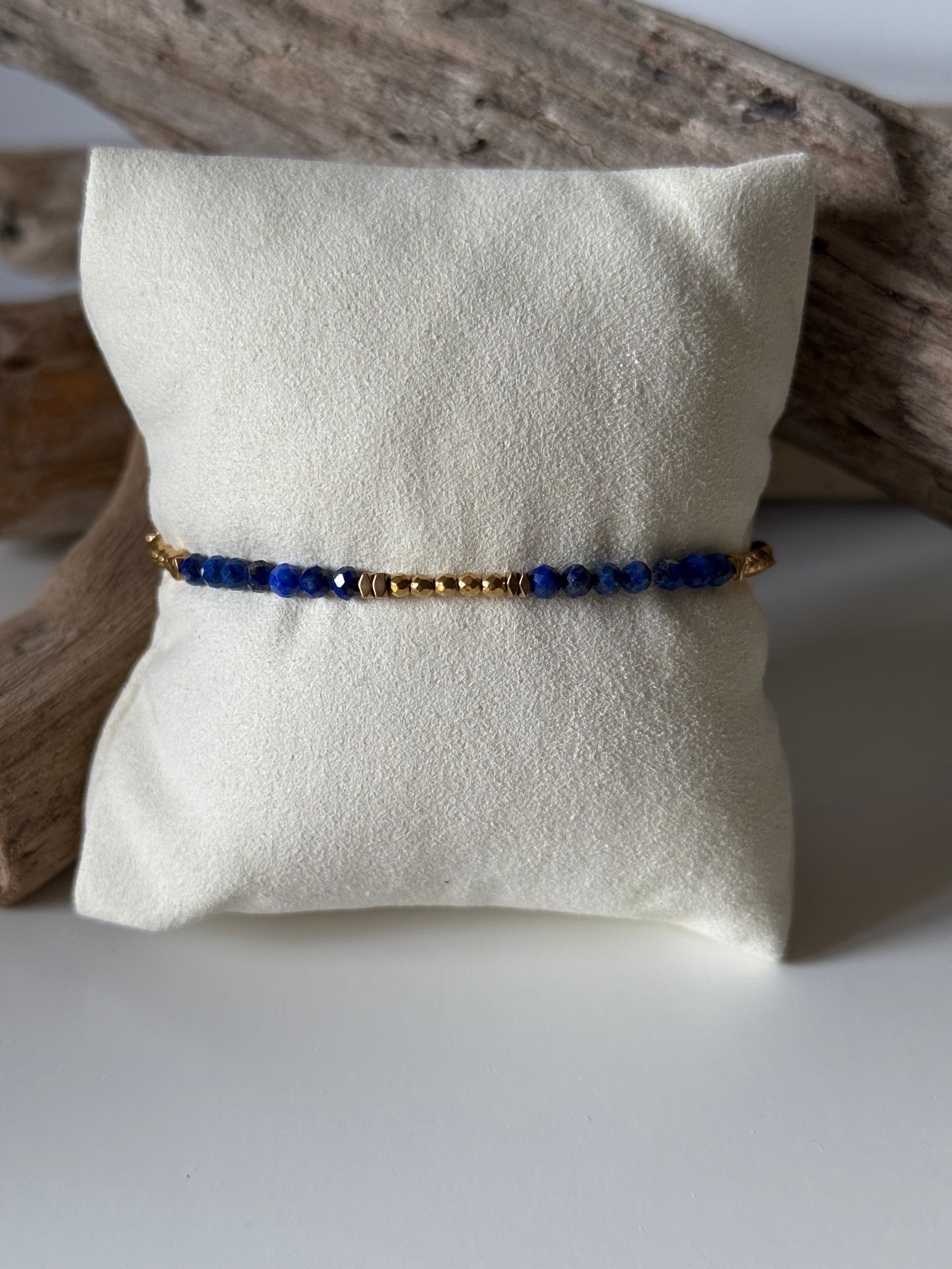 Bracelet Flo doré Lapis d’Afghanistan