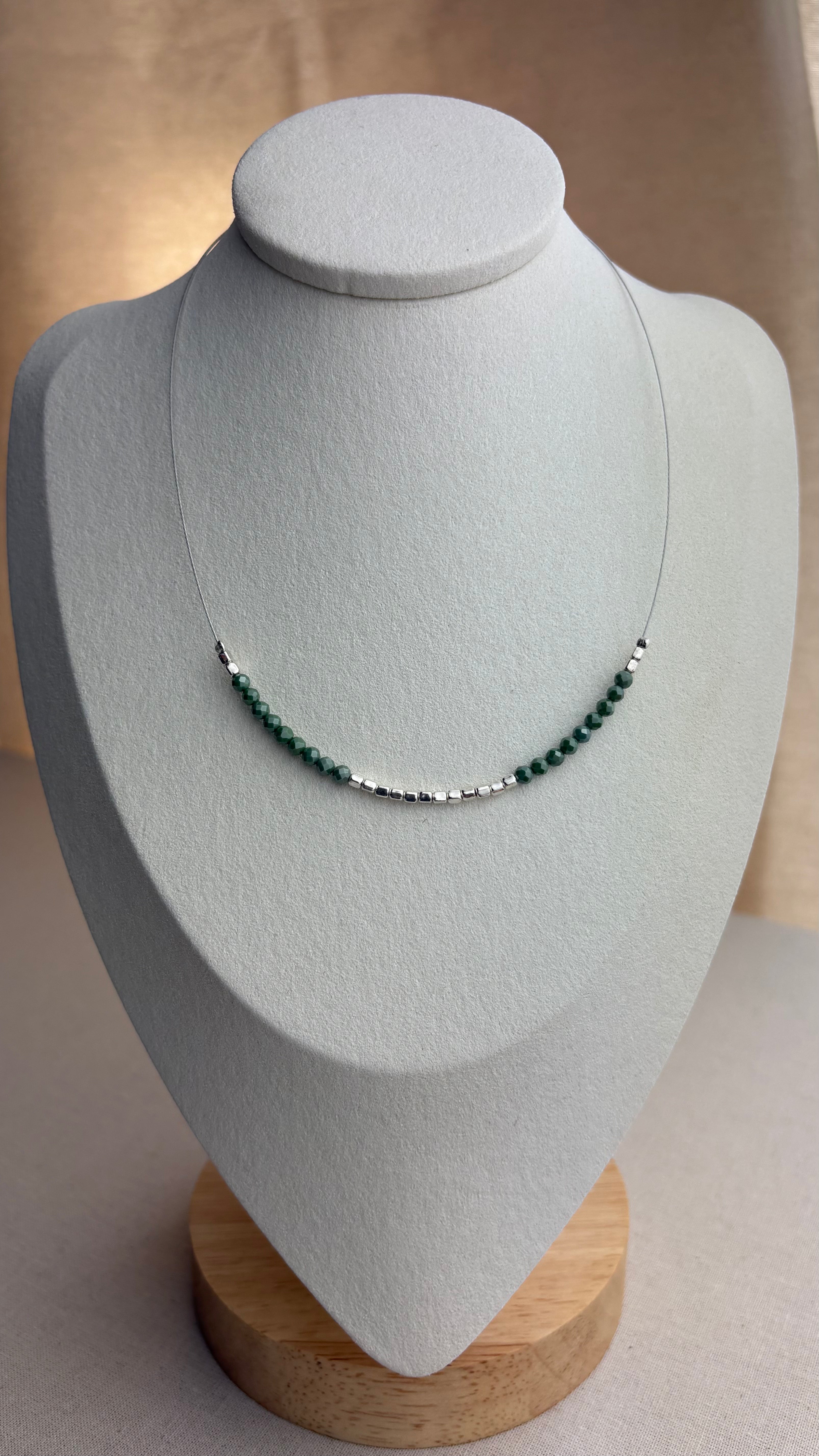 Collier ras de cou Zirconium Émeraude