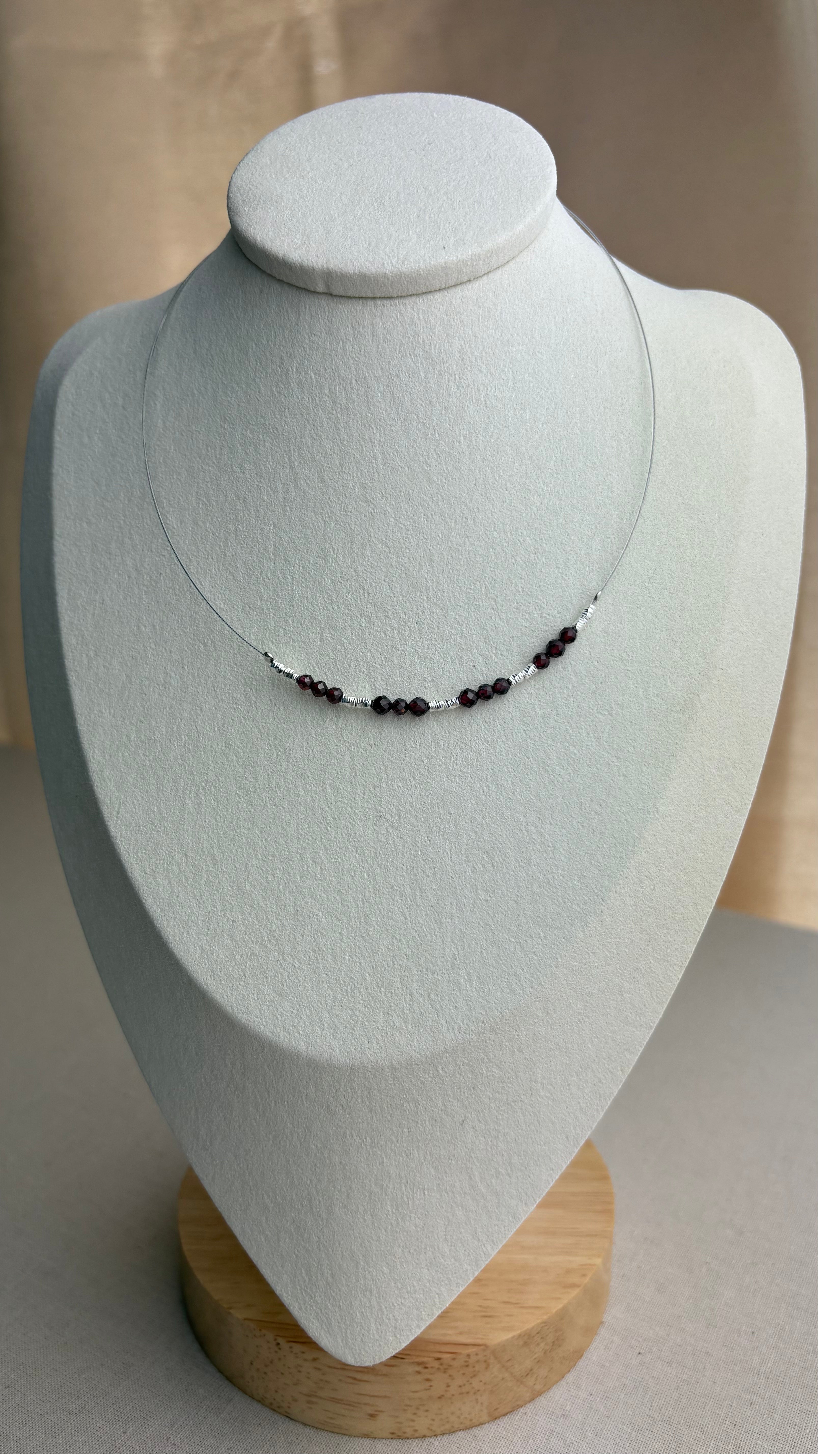 Collier ras de cou Argent 925 Grenat d’Inde