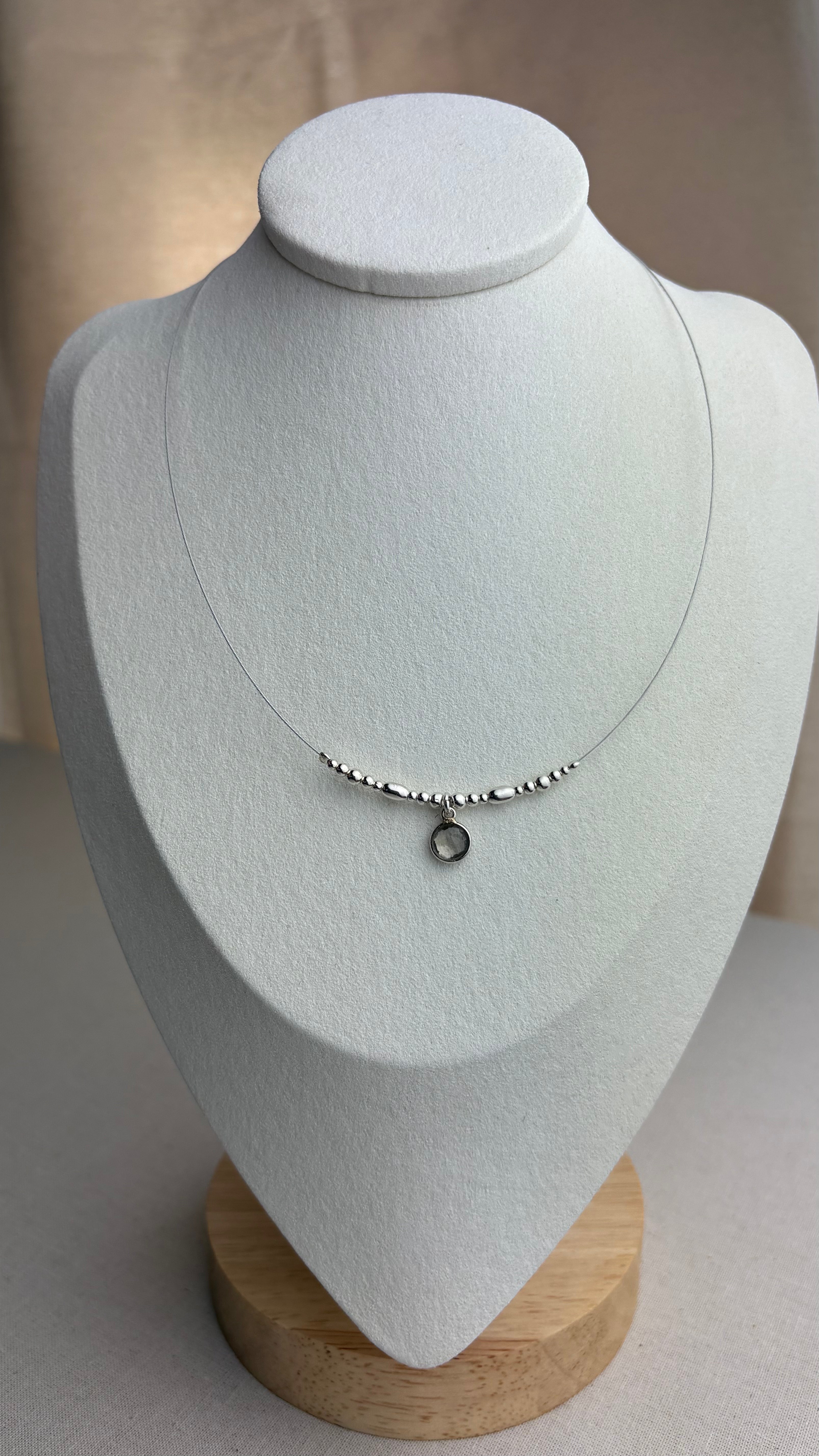 Collier ras de cou Briolette Quartz Fumé