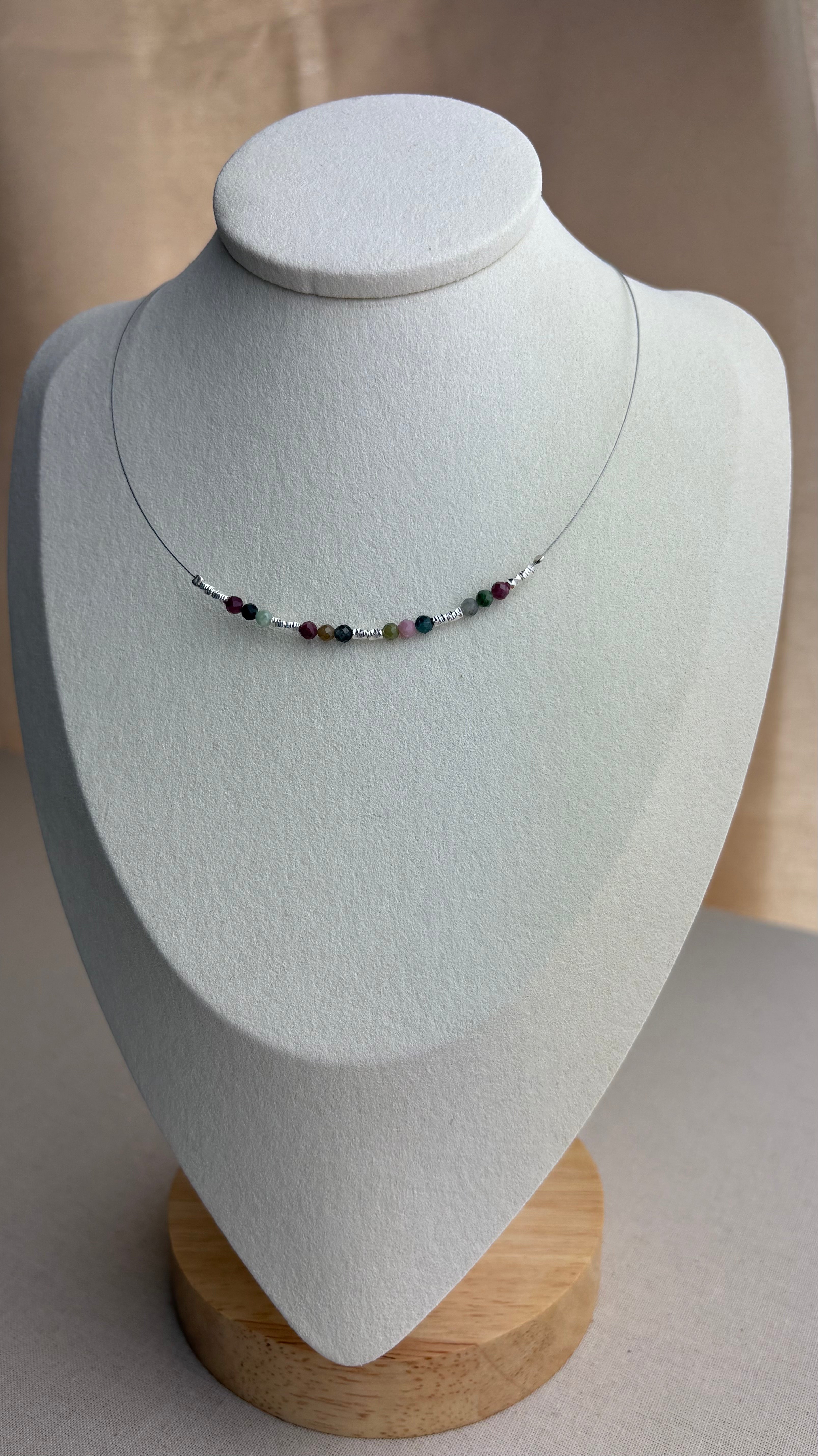Collier ras de cou Argent 925 Tourmaline