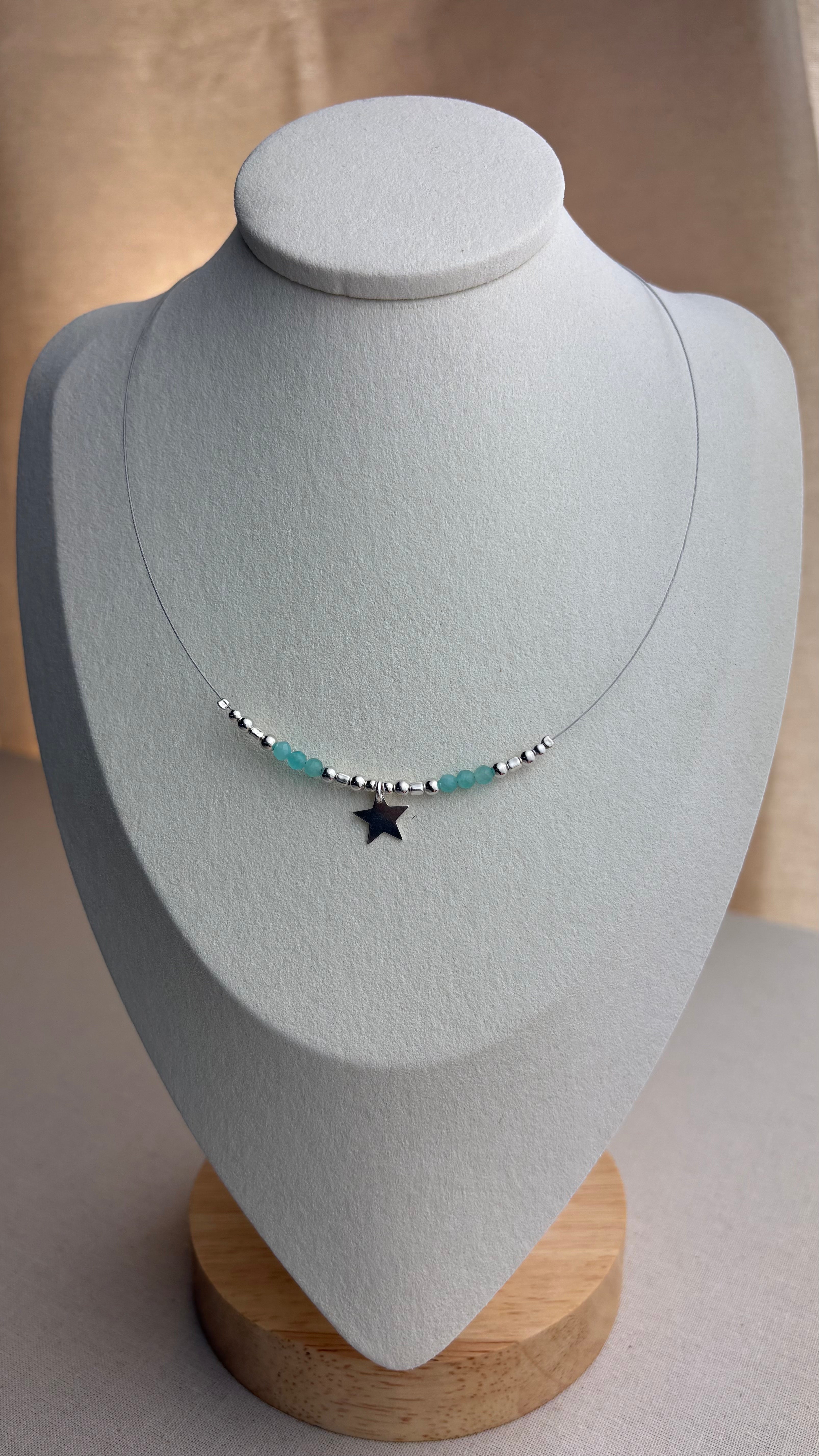 Collier ras de cou Étoile Amazonite du Brésil