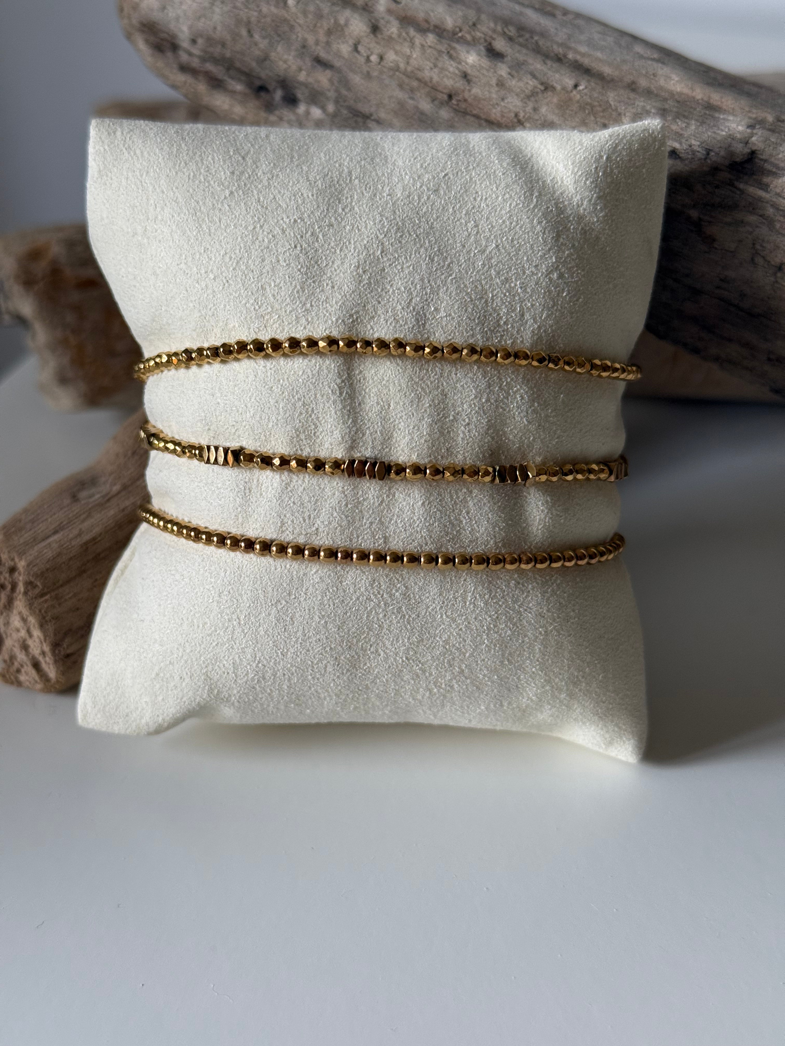 Bracelet Hématite doré Vintage Flat 2 mm