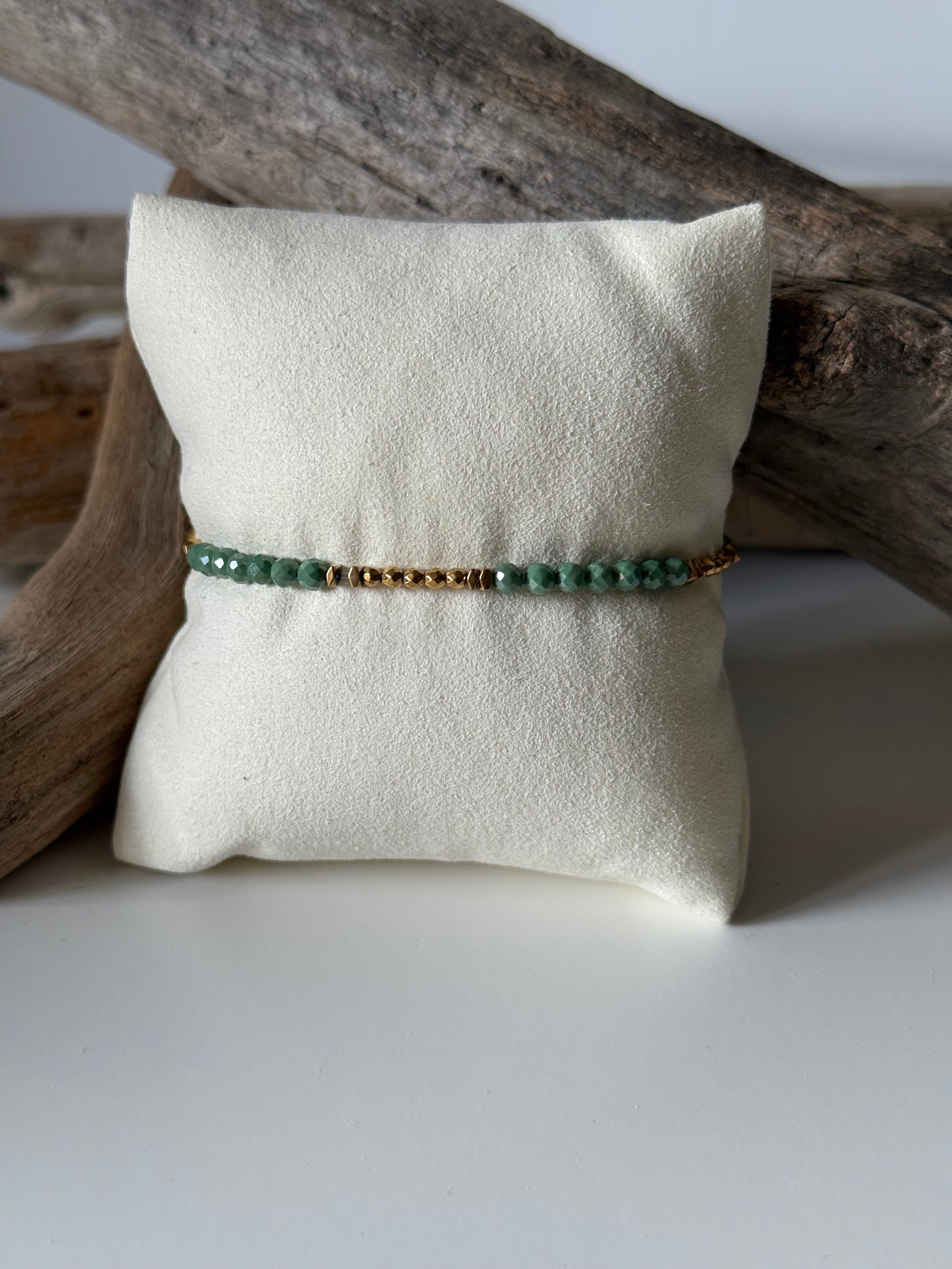 Bracelet Flo doré Zirconium Émeraude